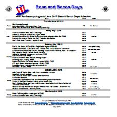 Bean and Bacon Days Printable Schedule thumb