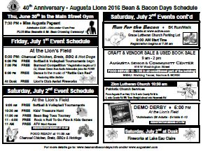 Bean and Bacon Days Community Mailer page 1 of 2
