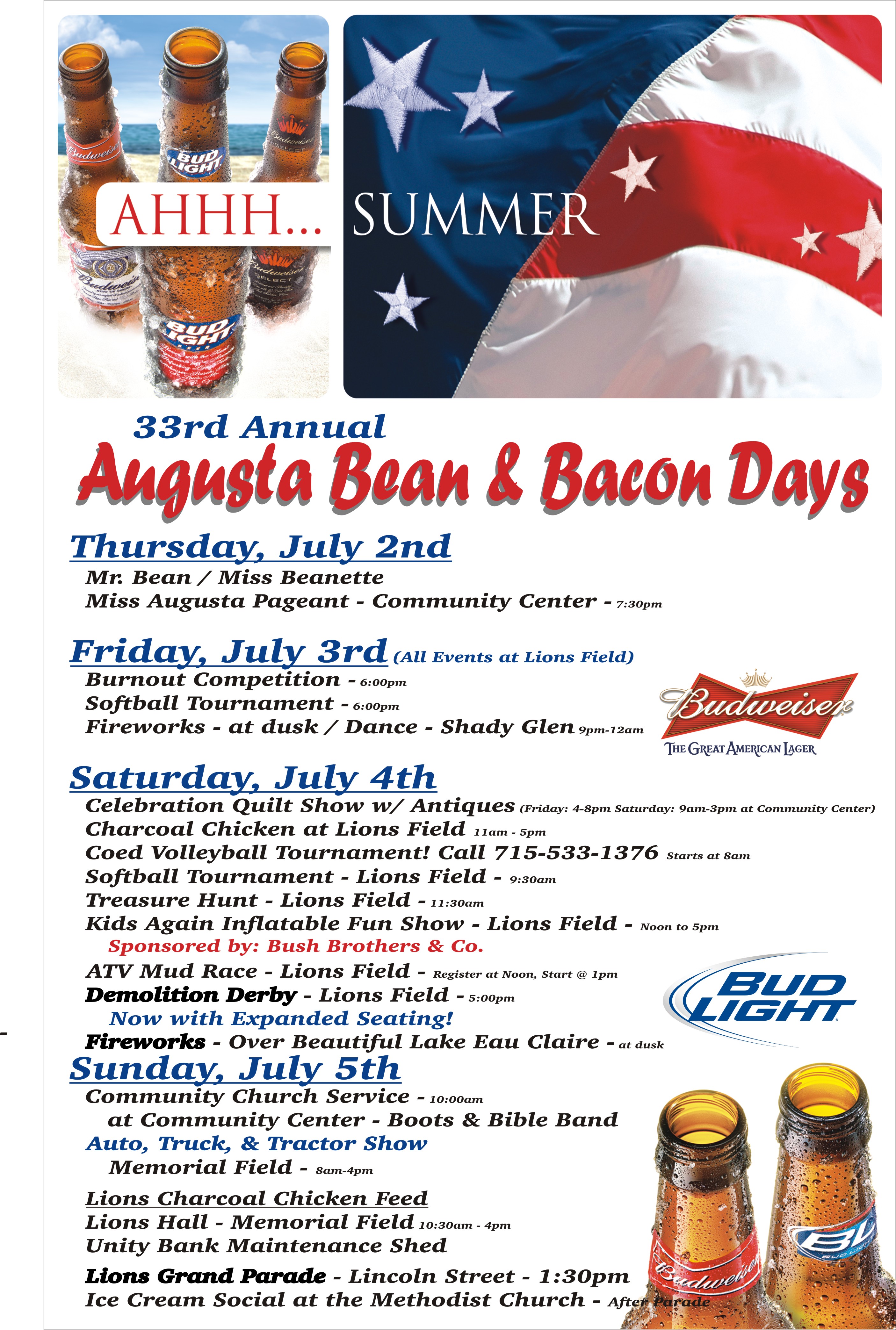 See the previous years handout Augusta Wisconsin Bean and Bacon Days ...