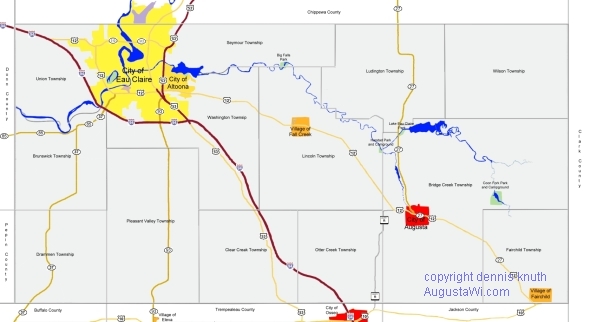 Eau Claire County Map of Townships