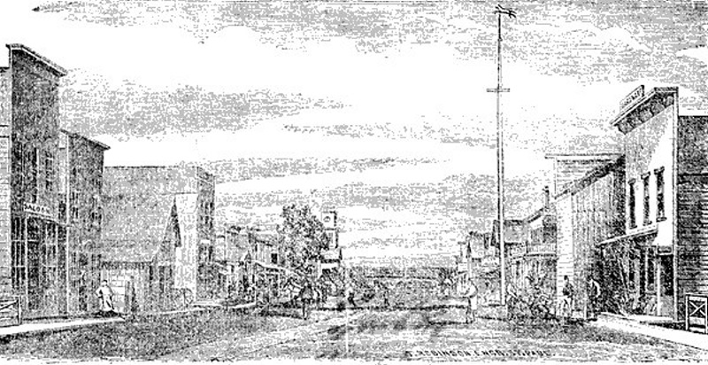 An 1874 Artists Rendering of Lincoln Street in 1874