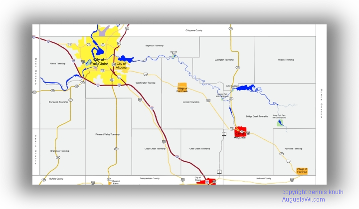 Large Township and County Map of Eau Claire County Thumbnail