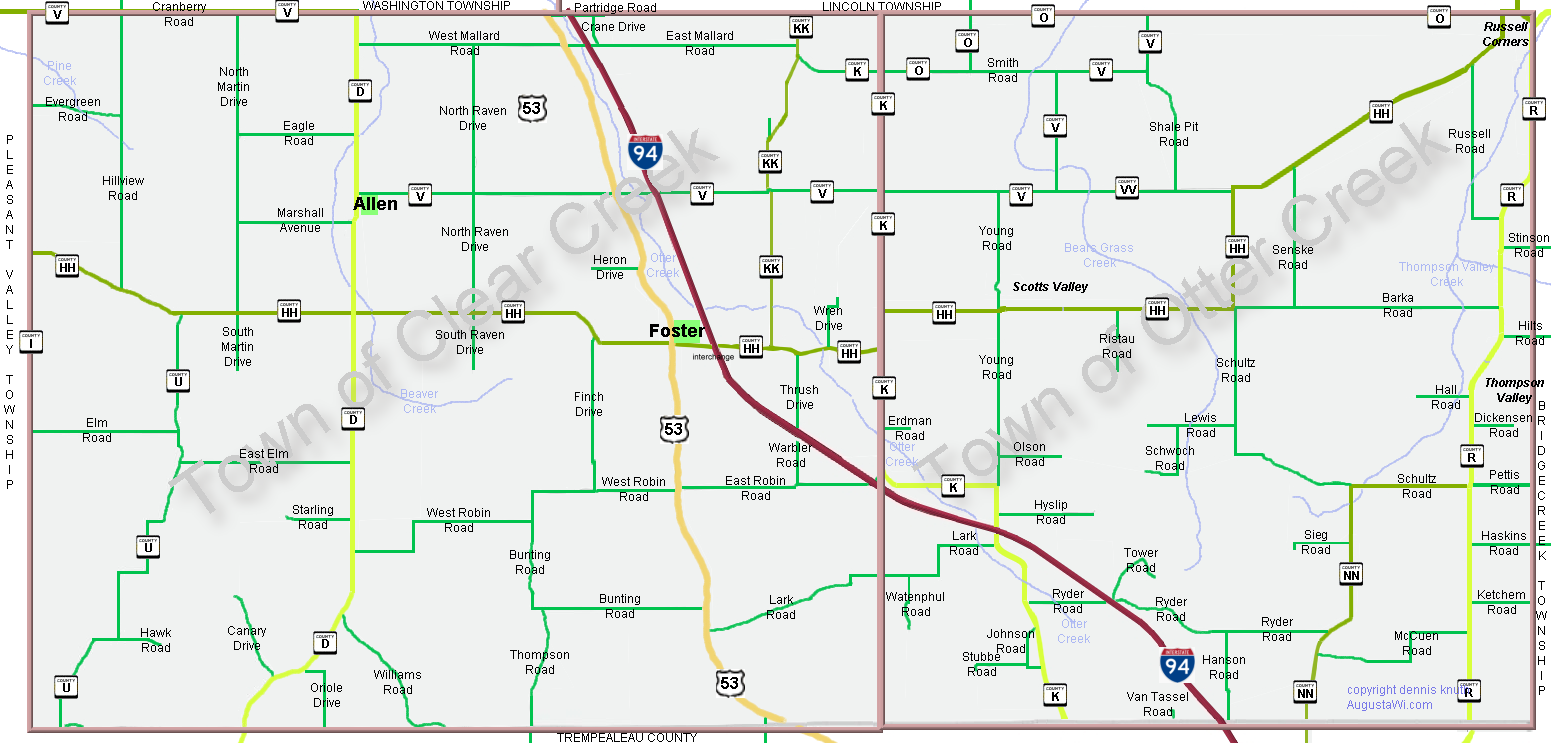 Otter Creek Township and Clear Creek Township Map