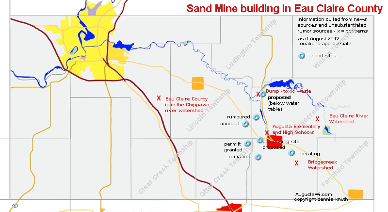 Sand Mine map Eau Claire County and Augusta