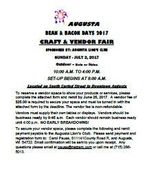 2017 Craft and Vendor Fair for Bean and Bacon Days